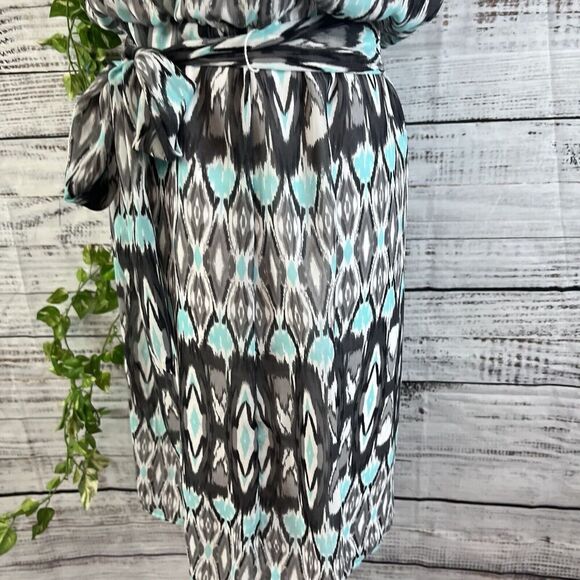 Robbie Bee Dress size 8 Blue Gray Sheer Straight Above Knee Wedding Guest Dinner - Picture 15 of 16